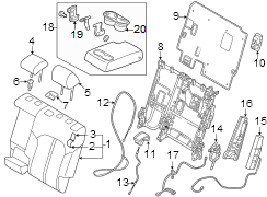 Diagram Seats & tracks. Second row seats. for your 2015 Mazda CX-9