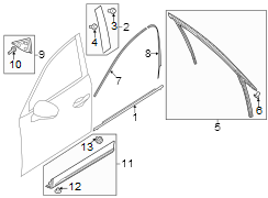 Diagram Front door. Exterior trim. for your 2024 Mazda CX-90