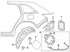 Diagram Quarter panel & components. for your 2024 Mazda CX-90