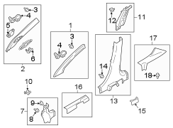 Door Pillar Post Trim Set (Right, Lower)