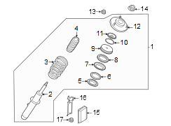 Strut. Suspension. Shock. Cartridge and Base of.