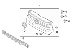 Diagram GRILLE & COMPONENTS. for your 2019 TOYOTA TUNDRA SR Extended Cab Pickup Fleetside