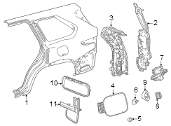 Exterior trim. Quarter panel & components. Diagram