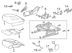 Diagram Seats & tracks. Passenger seat components. for your 2021 TOYOTA COROLLA SE Sedan 2.0L CVT