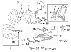 Diagram SEATS & TRACKS. PASSENGER SEAT COMPONENTS. for your 2021 TOYOTA COROLLA XSE Apex Sedan