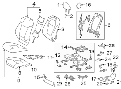 Diagram SEATS & TRACKS. DRIVER SEAT COMPONENTS. for your 2021 TOYOTA COROLLA XSE Apex Sedan