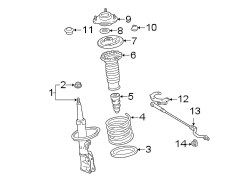 Diagram FRONT SUSPENSION. STRUTS & COMPONENTS. for your 2011 TOYOTA COROLLA S Sedan 1.8L M/T