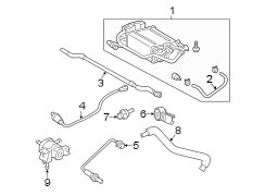 Diagram EMISSION SYSTEM. EMISSION COMPONENTS. for your 2002 TOYOTA PRIUS