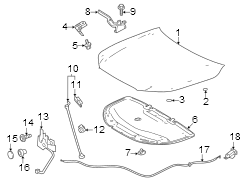 Diagram Hood & components. for your 2001 TOYOTA HIGHLANDER