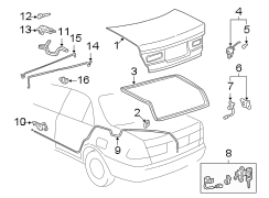 Diagram TRUNK LID. LID & COMPONENTS. for your 1999 TOYOTA CAMRY