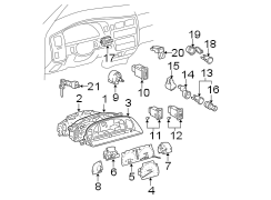 Diagram INSTRUMENT PANEL. CLUSTER & SWITCHES. for your 2003 TOYOTA COROLLA SEDAN, CE 1800CC 16-VALVE DOHC EFI, AUTOMATIC  4-SPEED