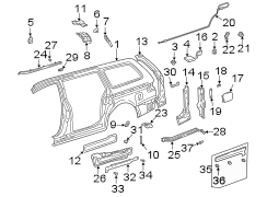 Diagram UNISIDE. SIDE PANEL & COMPONENTS. for your 2003 TOYOTA SIENNA