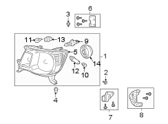 Image of Headlight (Right) image for your 2005 Toyota Tacoma 4.0L V6 M/T RWD Pre Runner Extended Cab Pickup Fleetside 