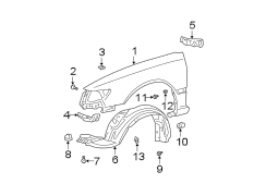 Diagram FENDER & COMPONENTS. for your 2006 TOYOTA AVALON LIMITED