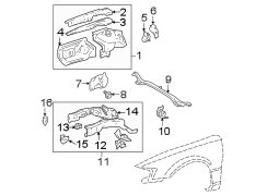 Diagram FENDER. STRUCTURAL COMPONENTS & RAILS. for your 1995 TOYOTA CAMRY