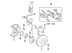 Diagram FRONT SUSPENSION. BRAKE COMPONENTS. for your 2011 TOYOTA COROLLA Base Sedan 1.8L M/T