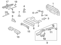 Diagram REAR BODY & FLOOR. REAR FLOOR & RAILS. for your 2006 Scion TC LIFTBACK, G 2400CC 16-VALVE DOHC EFI, AUTOMATIC 4-SPEED