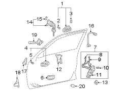 Diagram FRONT DOOR. LOCK & HARDWARE. for your 2012 TOYOTA AVALON Limited Sedan