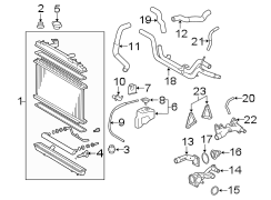 Diagram RADIATOR & COMPONENTS. for your 2002 TOYOTA CAMRY LE 2400CC 16-VALVE DOHC EFI, MANUAL , 5-SPEED