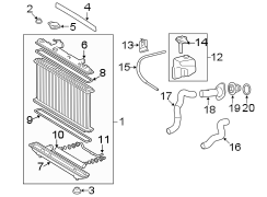 Diagram RADIATOR & COMPONENTS. for your 2005 TOYOTA PRIUS