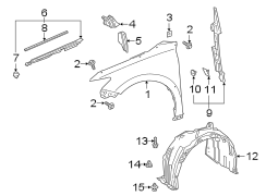 Diagram FENDER & COMPONENTS. for your 2011 TOYOTA TUNDRA Base Standard Cab Pickup Fleetside