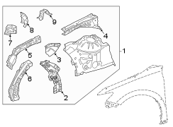 Image of Apron. Panel. (Front, Rear, Lower). Fender Apron Extension. image for your 2001 Toyota Avalon   