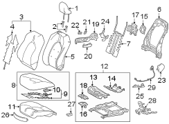 Diagram SEATS & TRACKS. PASSENGER SEAT COMPONENTS. for your 2021 TOYOTA COROLLA SE Nightshade Sedan