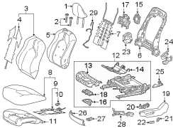 Diagram SEATS & TRACKS. DRIVER SEAT COMPONENTS. for your 2021 TOYOTA COROLLA SE Nightshade Sedan