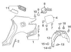 Diagram QUARTER PANEL & COMPONENTS. for your TOYOTA RAV 4 LE