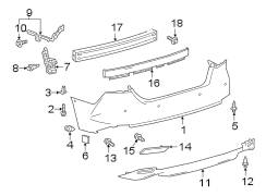 Image of Bumper Cover Insulator (Right, Rear) image for your 2016 Toyota Highlander   