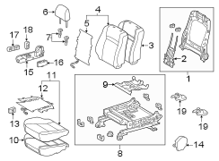 Diagram SEATS & TRACKS. PASSENGER SEAT COMPONENTS. for your TOYOTA FJ CRUISER