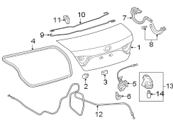 Diagram TRUNK LID. LID & COMPONENTS. for your 2024 TOYOTA COROLLA Nightshade Sedan