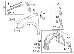 Image of Fender Splash Shield (Front, Rear, Upper) image for your 2011 Toyota Highlander   