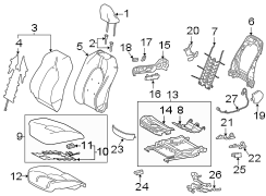 Diagram Seats & tracks. Passenger seat components. for your 2021 TOYOTA COROLLA SE Nightshade Sedan