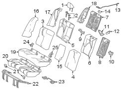 Diagram SEATS & TRACKS. REAR SEAT COMPONENTS. for your 2021 TOYOTA COROLLA SE Nightshade Sedan