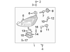 Diagram FRONT LAMPS. HEADLAMP COMPONENTS. for your TOYOTA