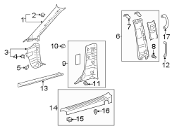 Diagram PILLARS. ROCKER & FLOOR. INTERIOR TRIM. for your 2011 TOYOTA TUNDRA