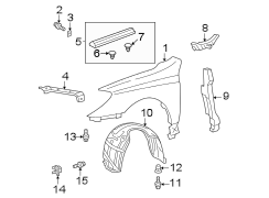 Diagram FENDER & COMPONENTS. for your 2006 TOYOTA AVALON LIMITED