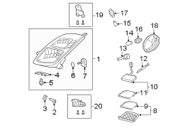 FRONT LAMPS. HEADLAMP COMPONENTS. Diagram