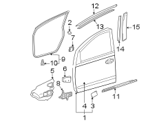 Diagram FRONT DOOR. DOOR & COMPONENTS. EXTERIOR TRIM. for your 2015 TOYOTA AVALON XLE Touring Sedan