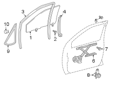 Diagram FRONT DOOR. GLASS & HARDWARE. for your 2005 TOYOTA SIENNA