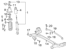 Diagram REAR SUSPENSION. STABILIZER BAR & COMPONENTS. SUSPENSION COMPONENTS. for your 2011 TOYOTA COROLLA S Sedan