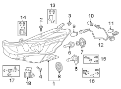 FRONT LAMPS. HEADLAMP COMPONENTS. Diagram