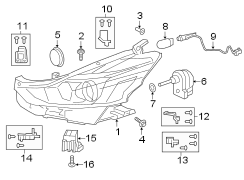 FRONT LAMPS. HEADLAMP COMPONENTS. Diagram