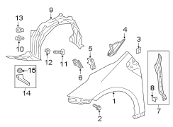 Diagram FENDER & COMPONENTS. for your 2011 TOYOTA TUNDRA Base Standard Cab Pickup Fleetside