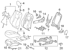 Diagram SEATS & TRACKS. PASSENGER SEAT COMPONENTS. for your 2021 TOYOTA COROLLA SE Sedan 2.0L CVT