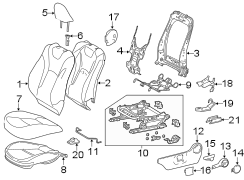 SEATS & TRACKS. DRIVER SEAT COMPONENTS. Diagram