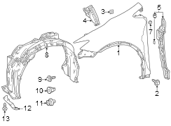 Image of Fender Splash Shield (Right, Front, Rear, Upper) image for your 2022 Toyota 4Runner   