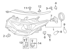 Diagram FRONT LAMPS. HEADLAMP COMPONENTS. for your 2015 TOYOTA CAMRY