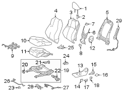 Diagram SEATS & TRACKS. DRIVER SEAT COMPONENTS. for your 2021 TOYOTA COROLLA XSE Hatchback